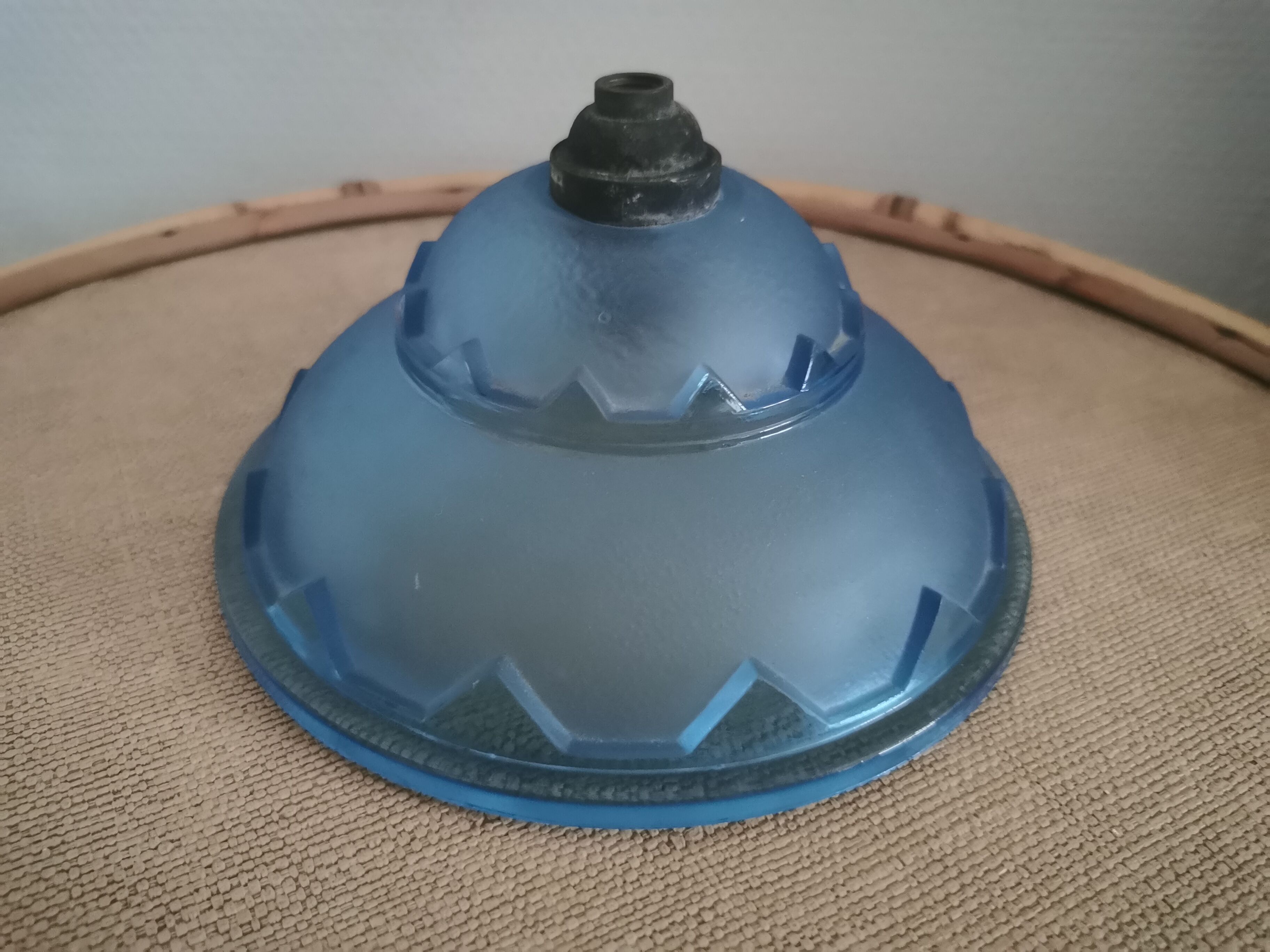 Pair hanging lamp Abat-jour blue glass