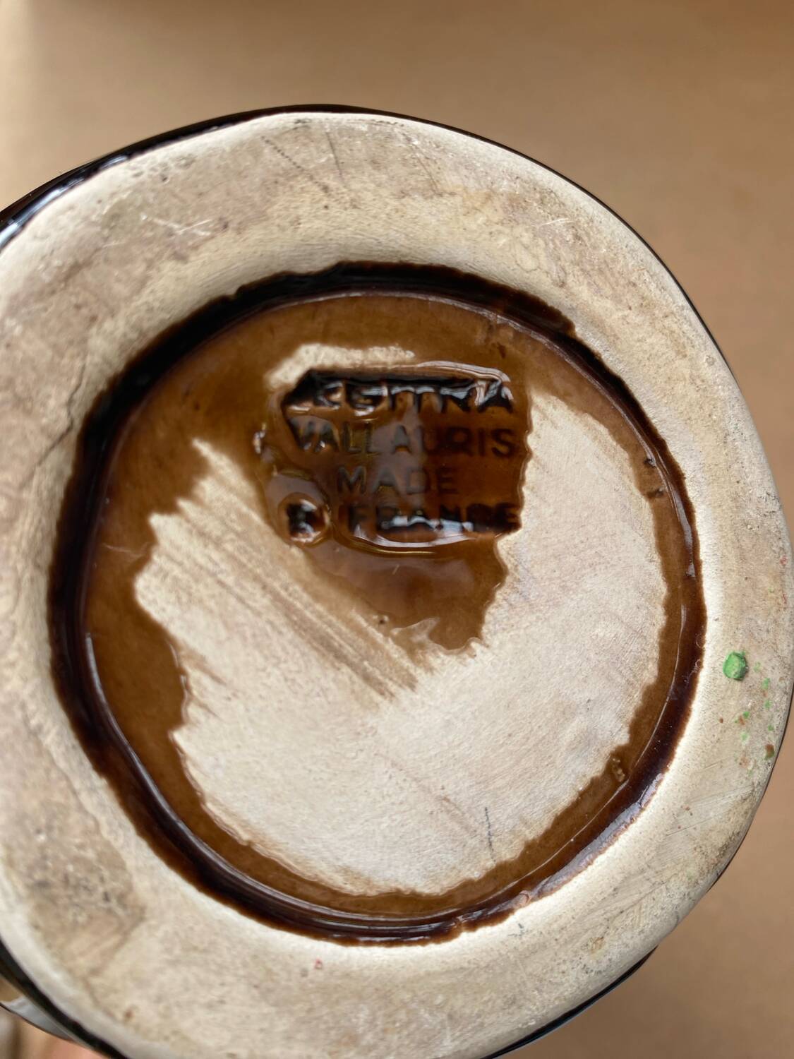 Antique vase vallauris ceramic art brown orange vintage