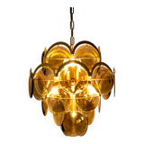 Vistosi Disc Chandelier in Smoked Glass, Italy, 1960s