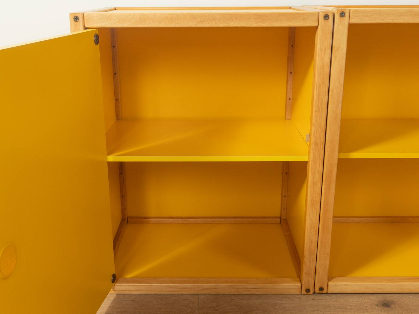 Flötotto modular system, 1970s, yellow, beech, four-piece