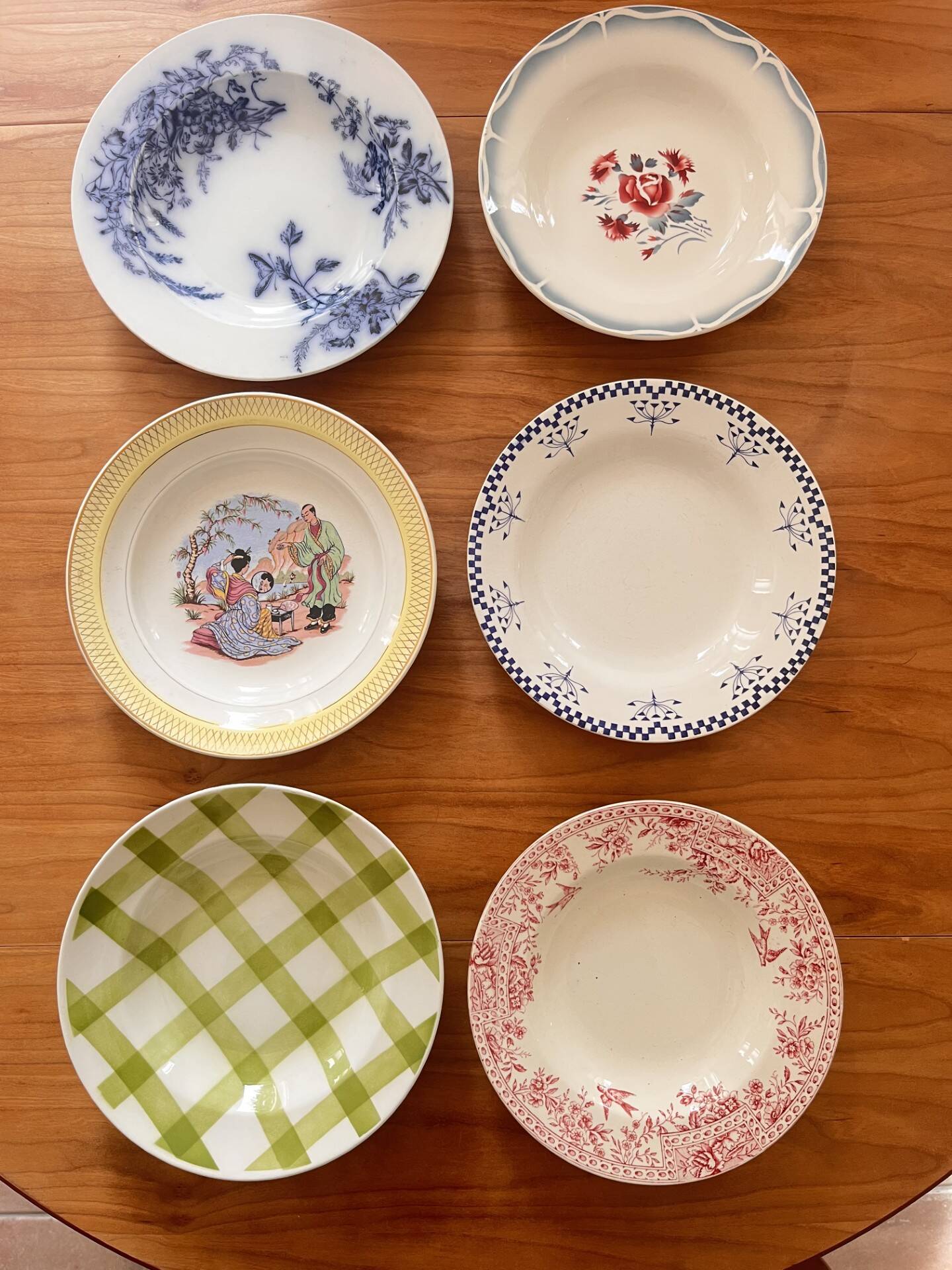 Mismatched antique plates