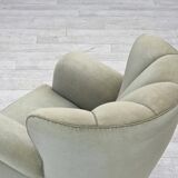 1970s, Danish relax armchair, light green furniture velour