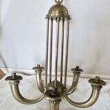 Art Deco chandelier in bronze and opaline by Jean Pascaud, 1940s.