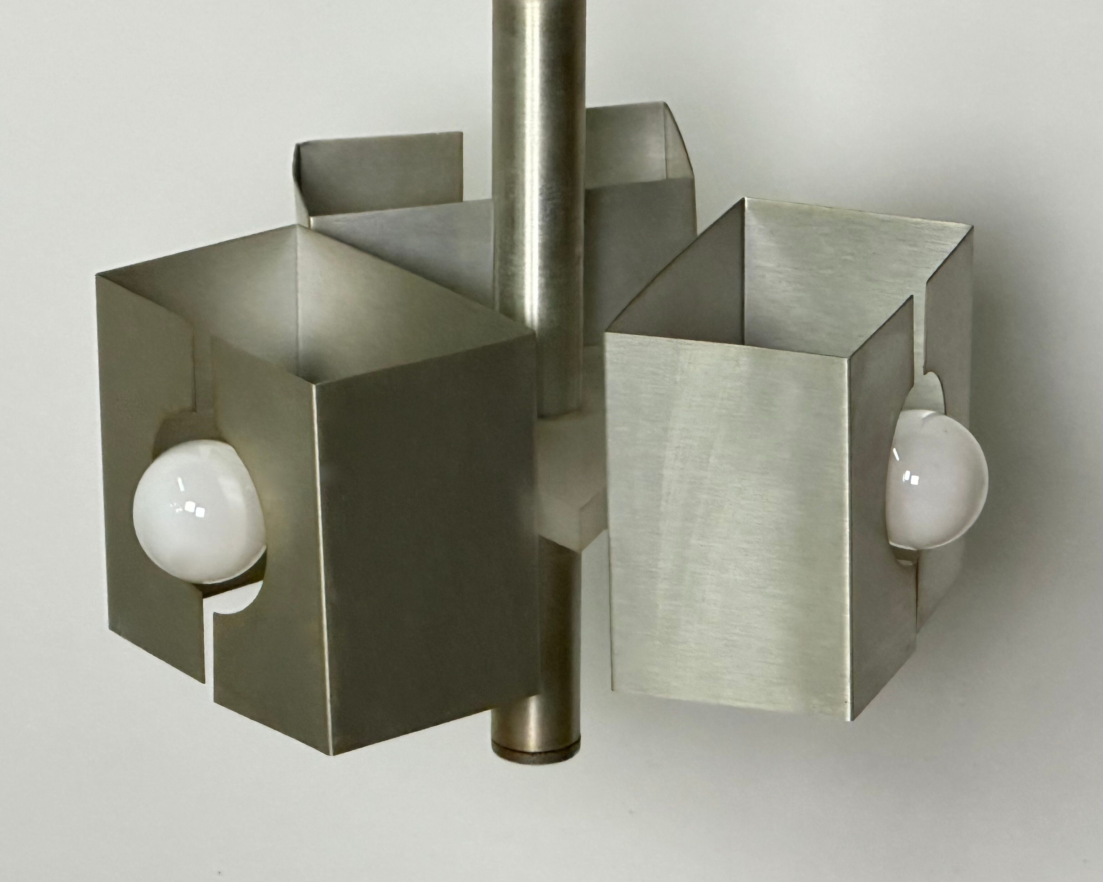 Vintage chandelier 70'S brushed steel 3 burners