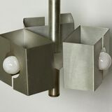 Vintage chandelier 70'S brushed steel 3 burners