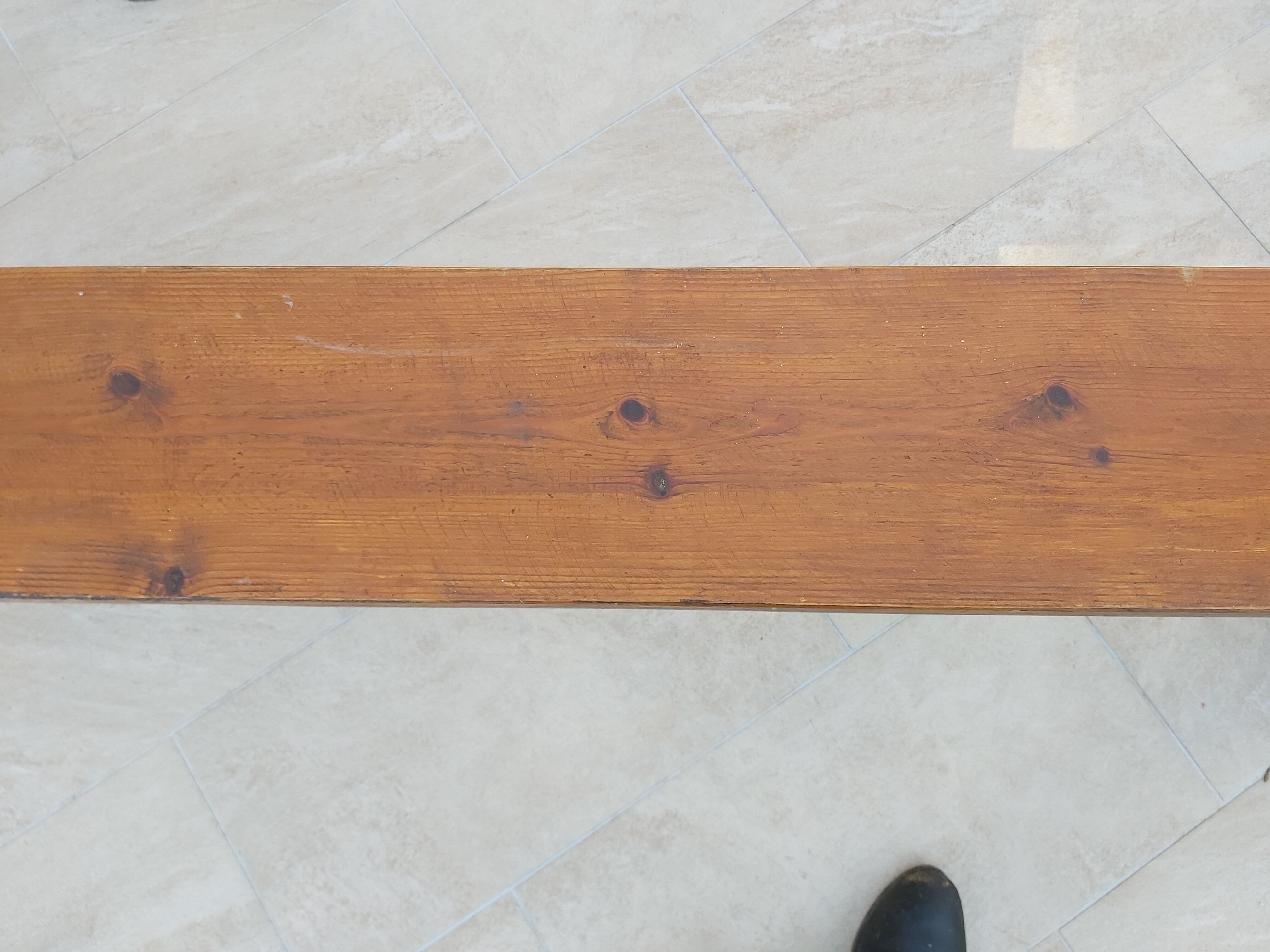 Former pair of pine benches 2m10