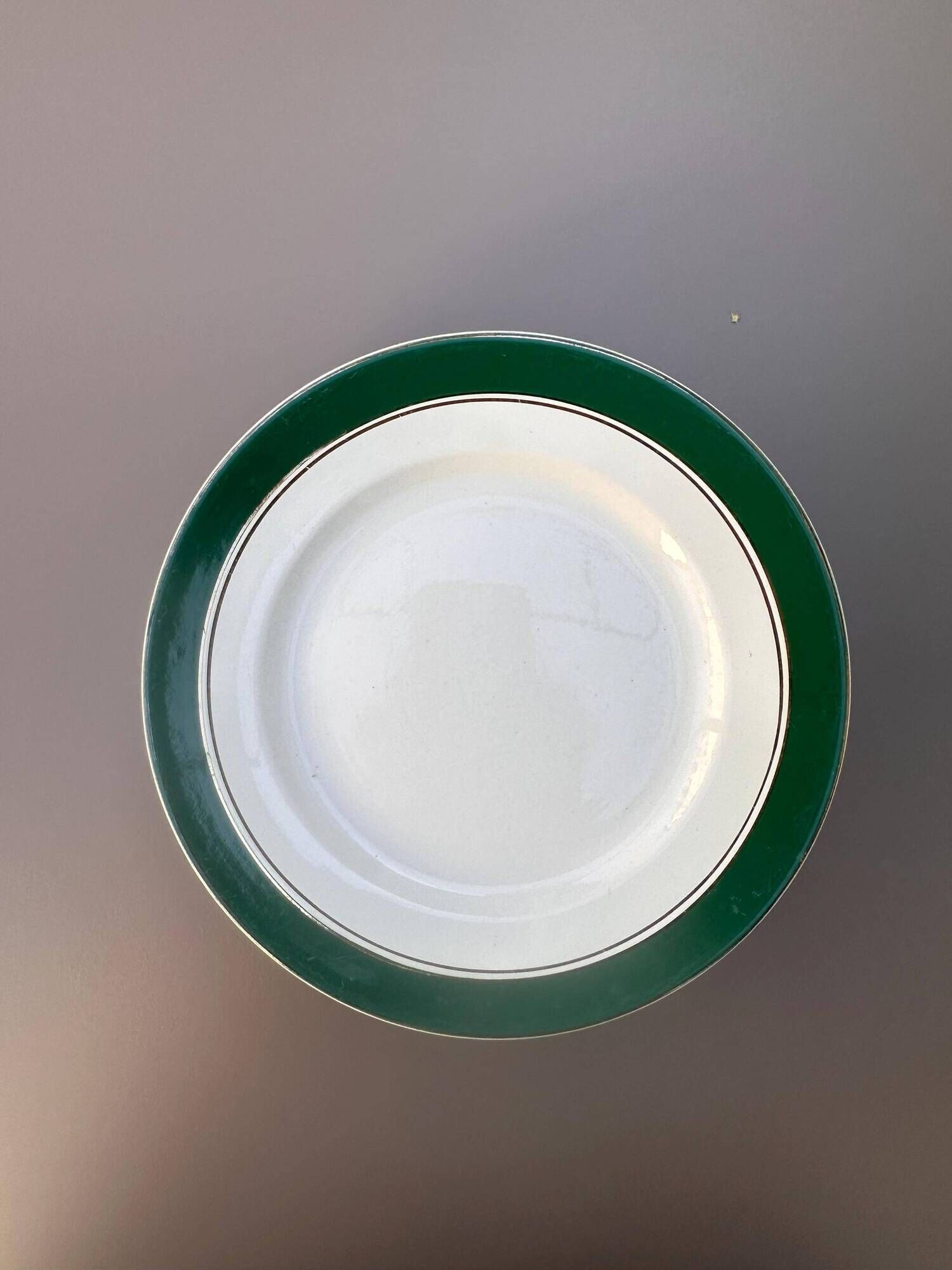 Dessert plates earthenware Digoin Sarreguemines Savoie green/gold, set of 9