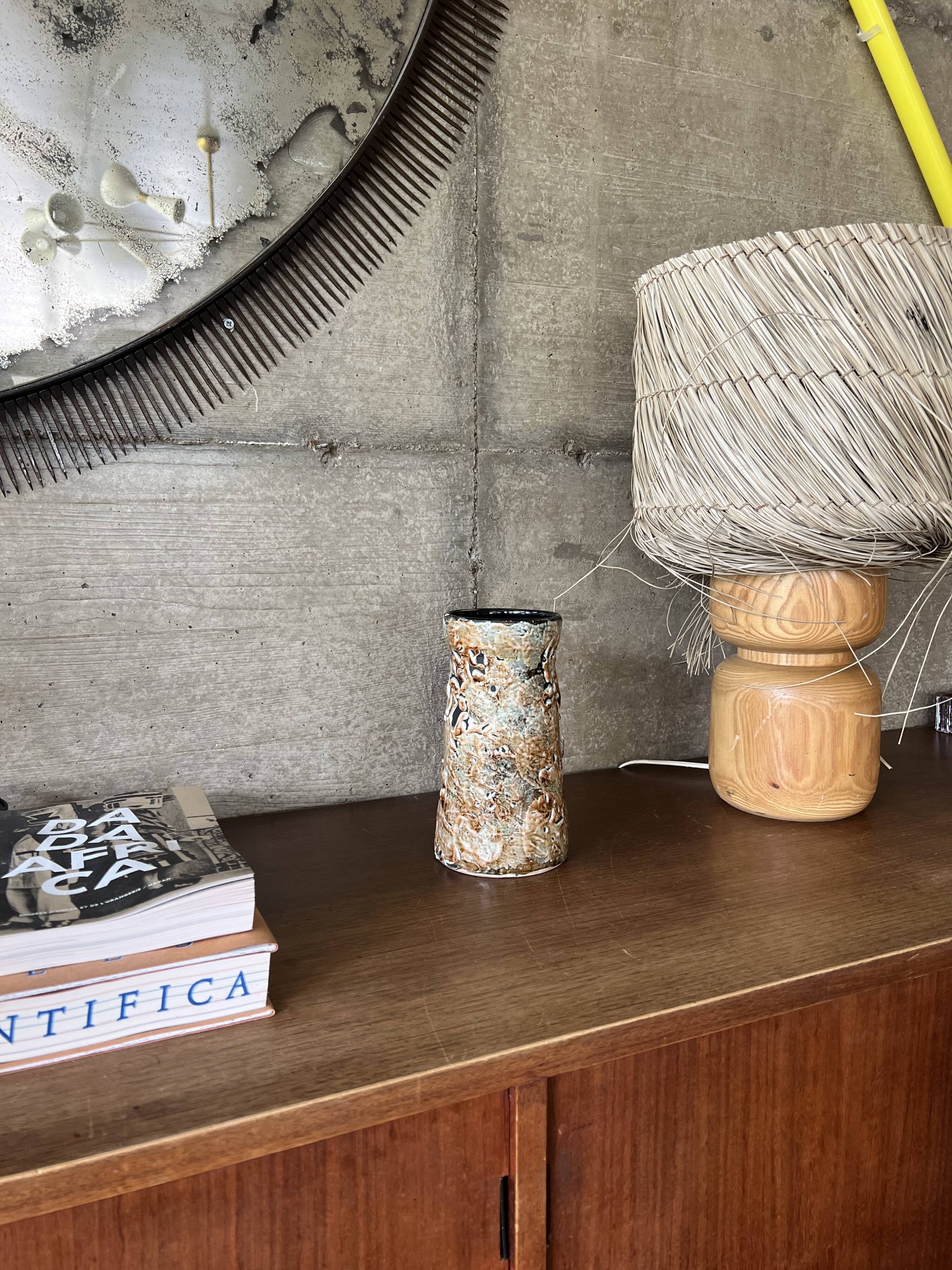 Glazed cylindrical stoneware vase