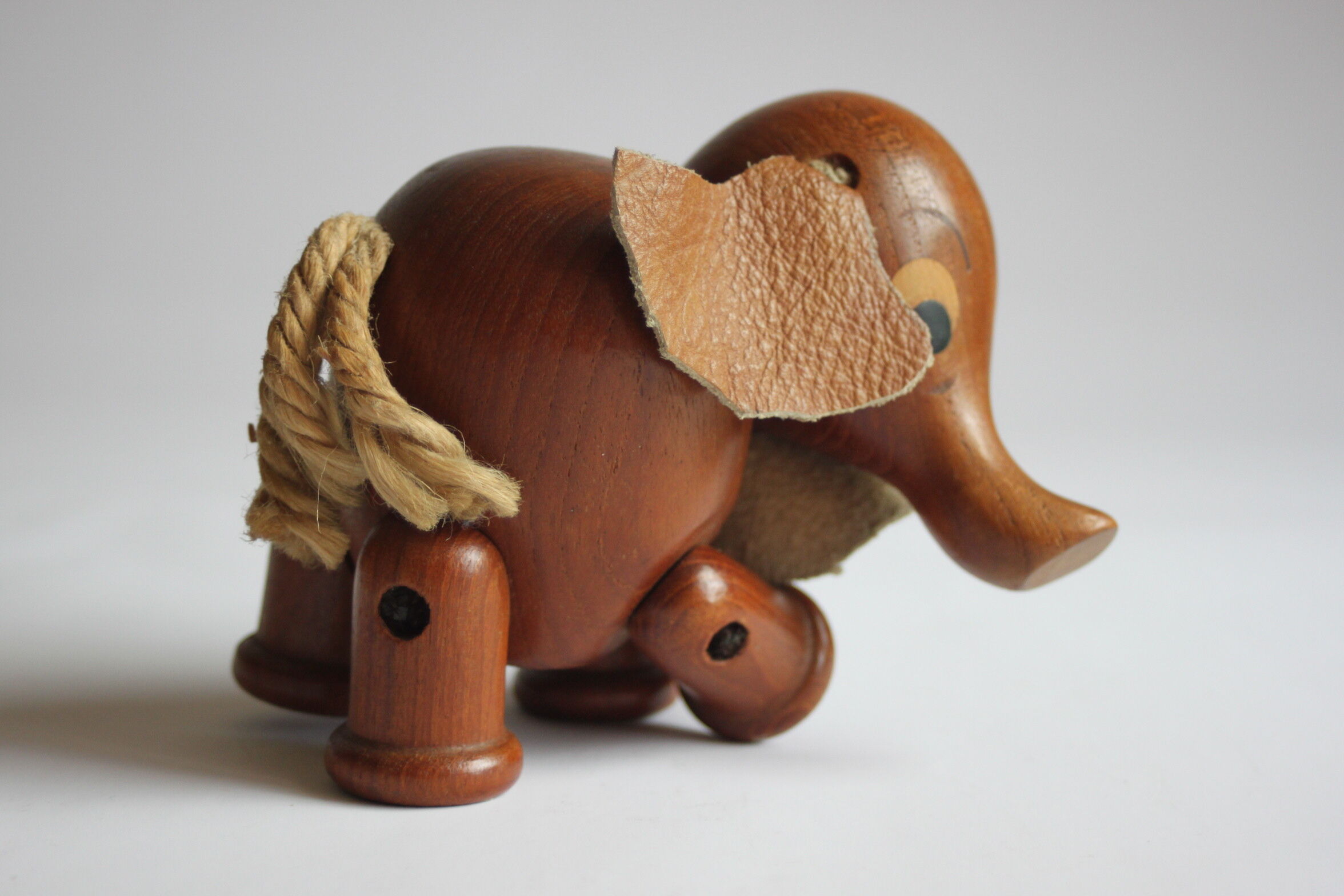 Teak wooden elephant toy by Arne Basse, Denmark 1960s.