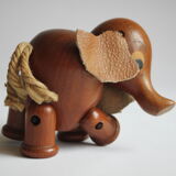 Teak wooden elephant toy by Arne Basse, Denmark 1960s.
