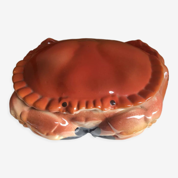 Boîte crabe en faïence signée Michel Caugant