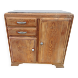 Vintage wooden buffet with a marble top.