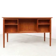 Danish teak writing desk with open storage compartment, 1960s
