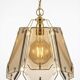 Pair of vintage pendant lights in smoked glass and gold metal, Hollywood style.