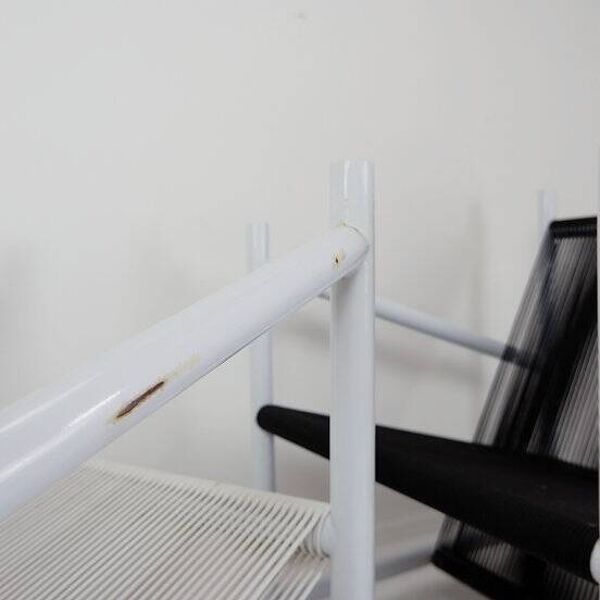 Indoor/Outdoor pair of Black/White Armchairs