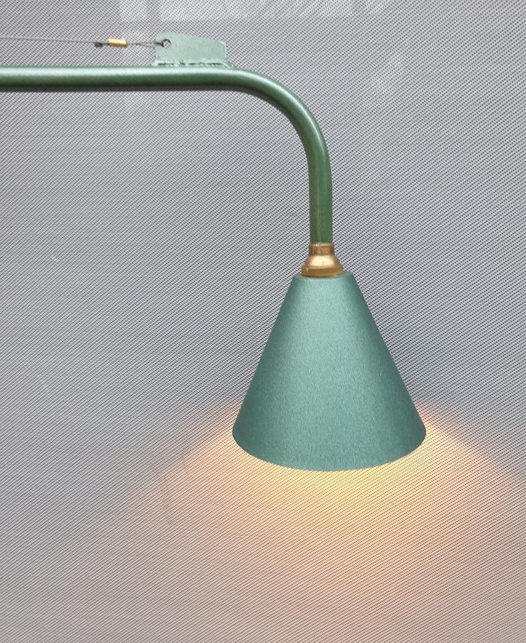 Metal green conical wall lamp