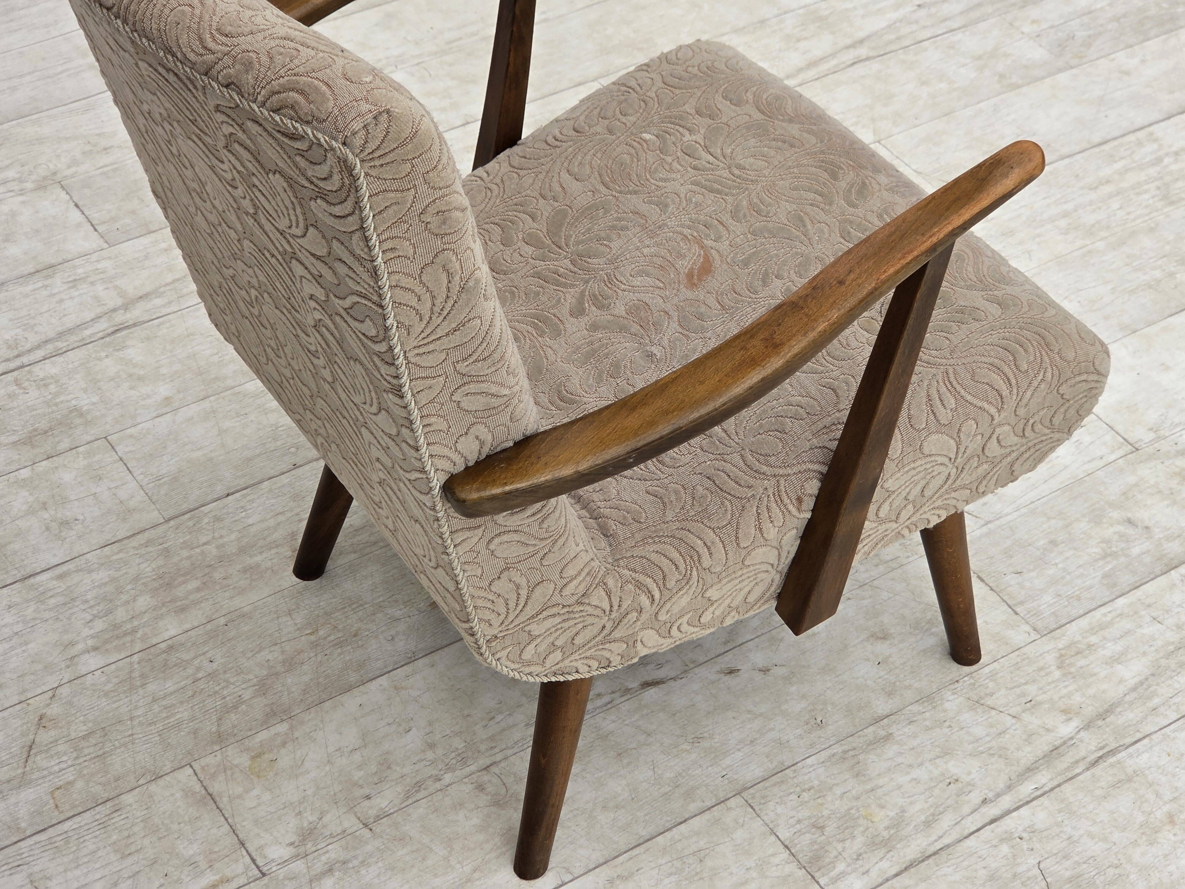 1960s, Danish armchair, furniture wool, beech wood.