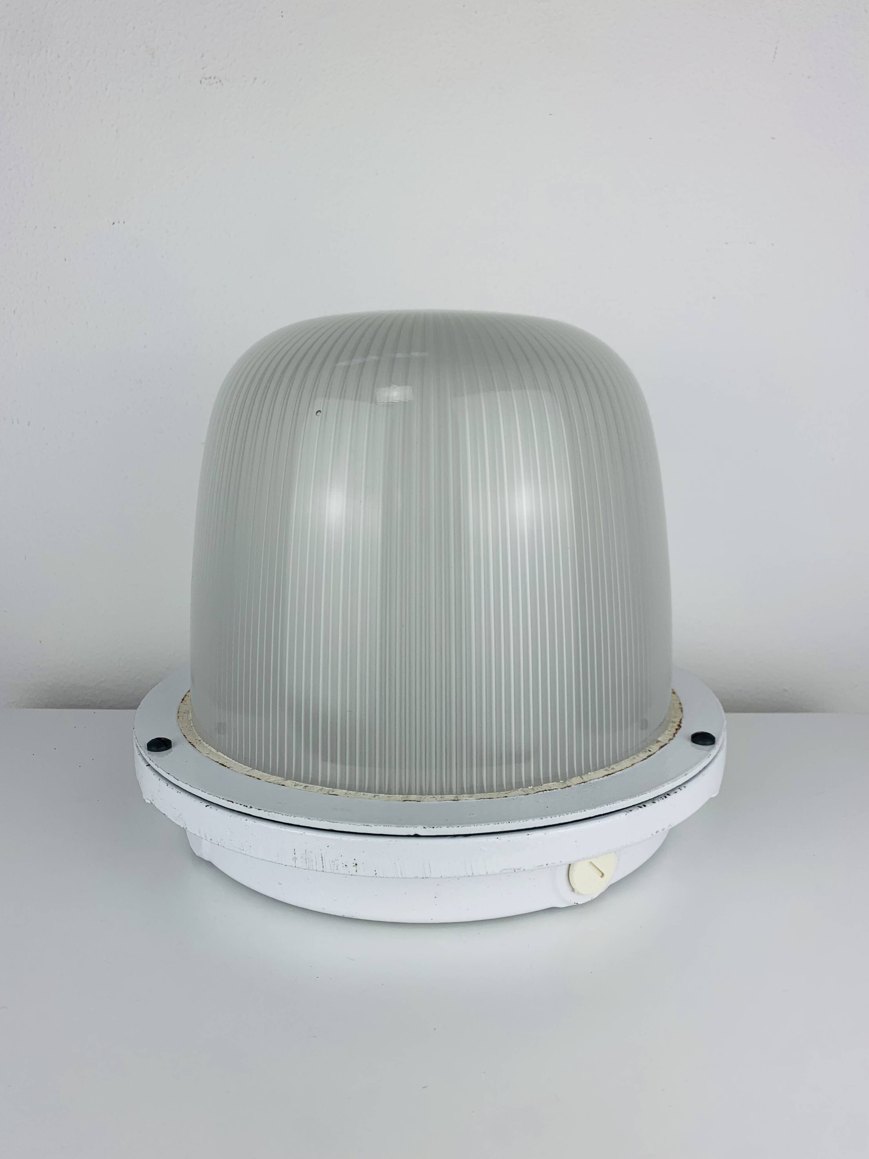 Holophane industrial porthole ceiling light, wall light, 1960s