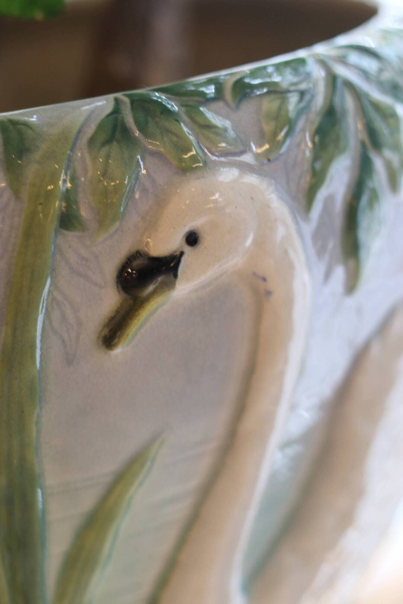 Cache-pot in earthenware Art Nouveau, Saint-Clément factory, around 1900.