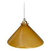 Suspension lampshade in yellow and white opaline