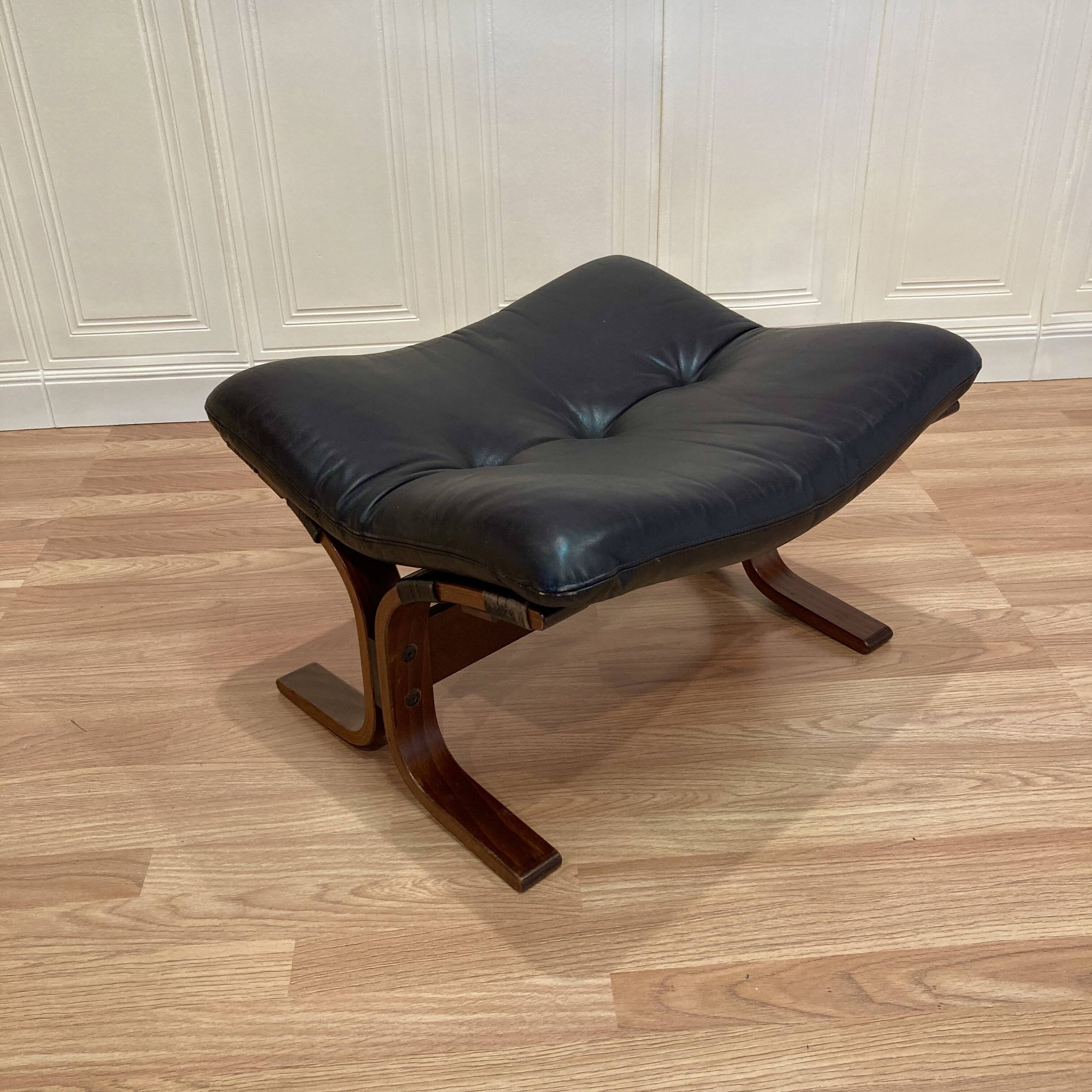 Leather ottoman "Scandinavian design" 1960