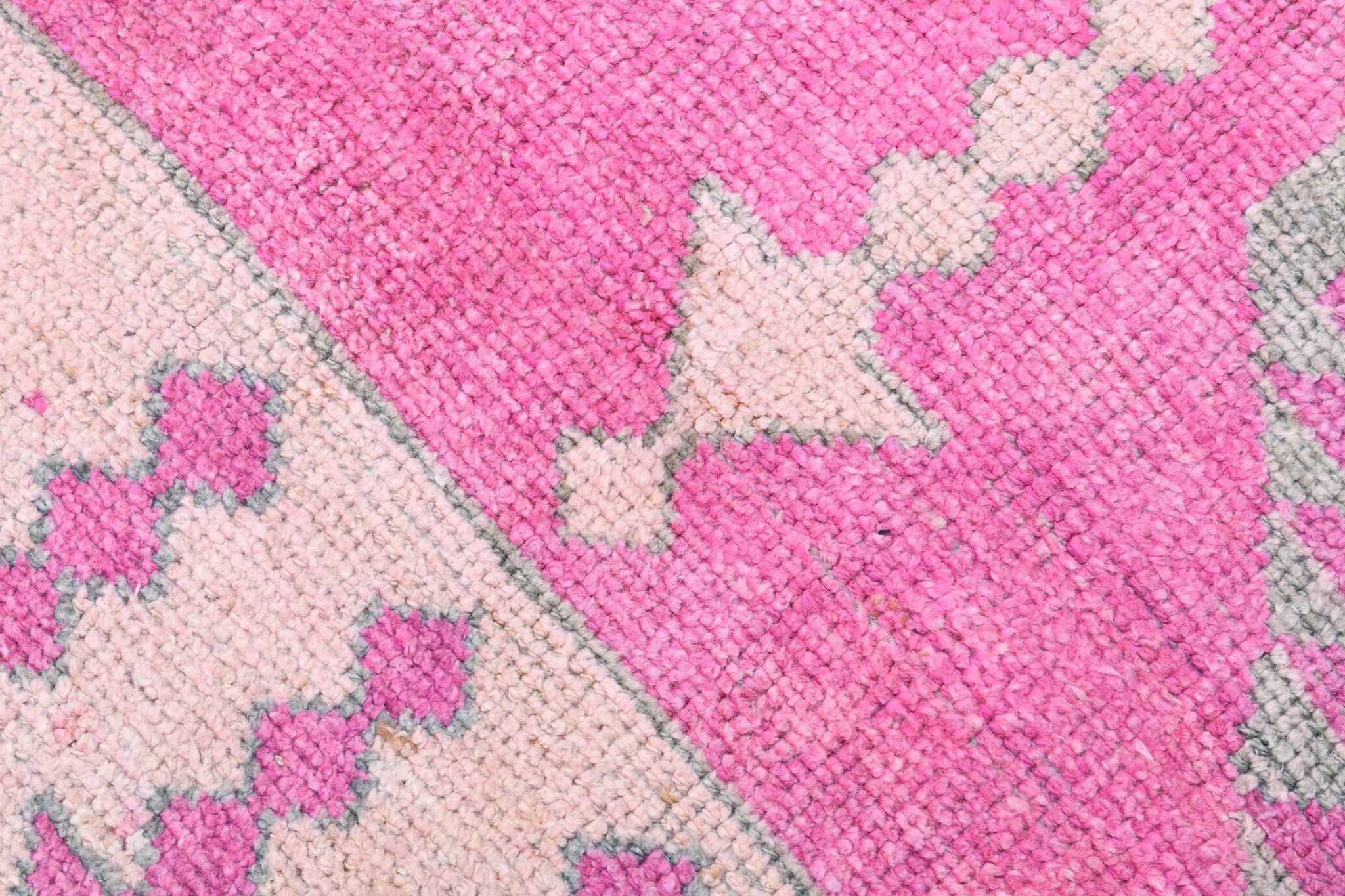 Pink Handmade Runner Rug, 82x336Cm