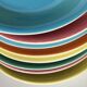 Set of 9 Salins dessert plates with multicolored earthenware cake dish