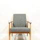 Fauteuil vintage rénové en revêtement laine couleur graphite