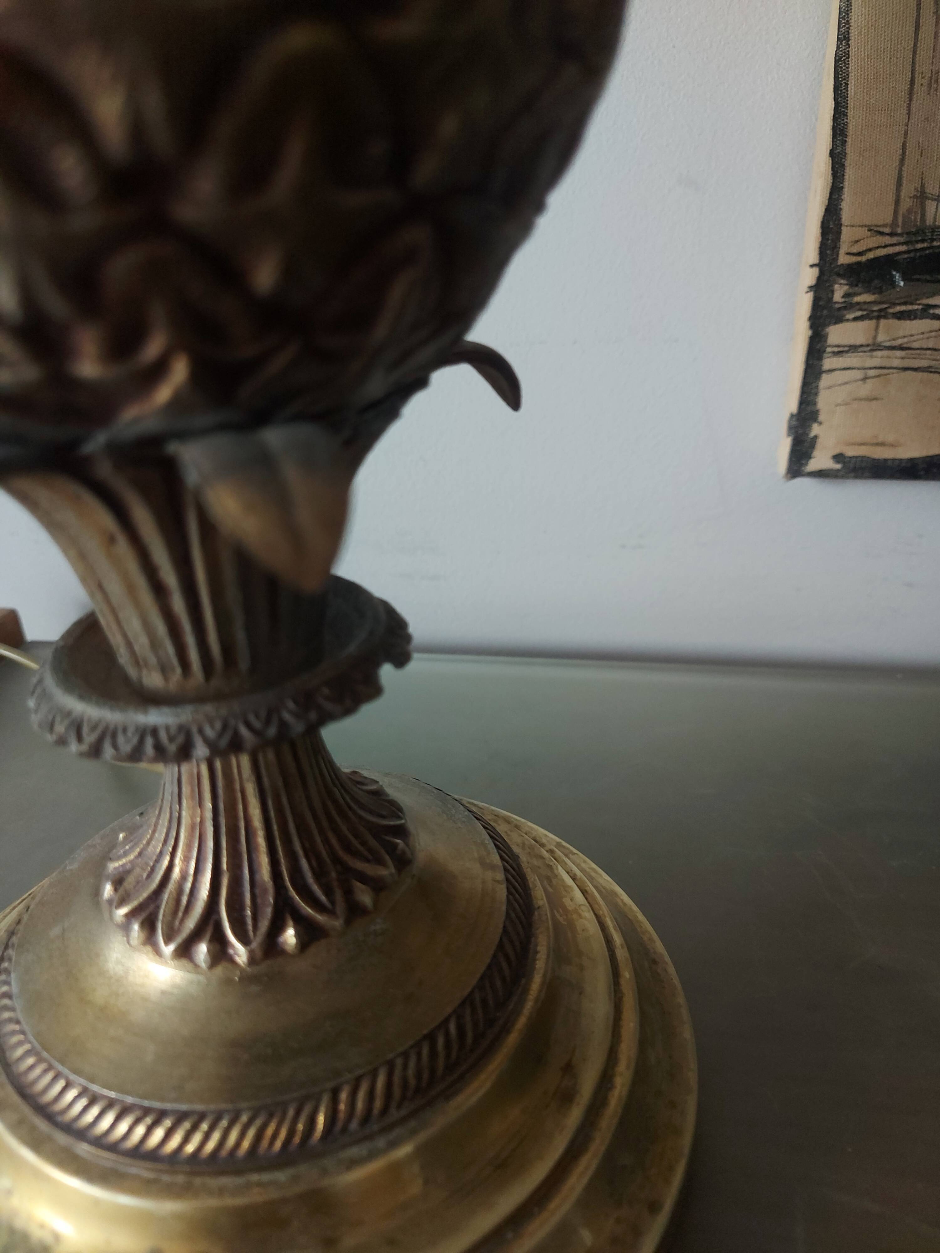 Pineapple lamp in golden brass