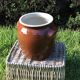 Old large confit pot, glazed sandstone grease