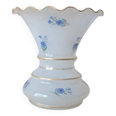 Opaline vase with blue flower patterns
