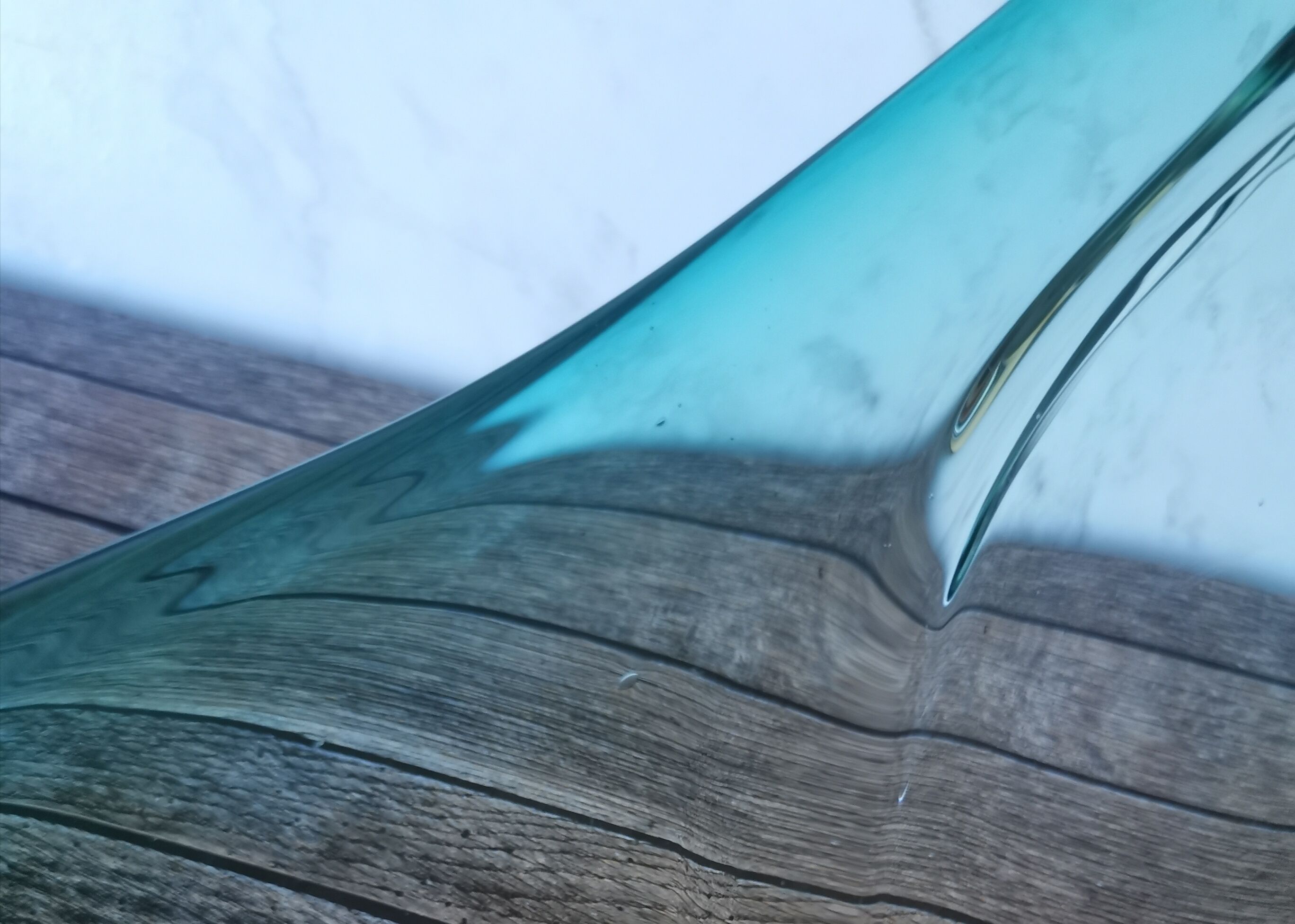 Large amber and green glass cup