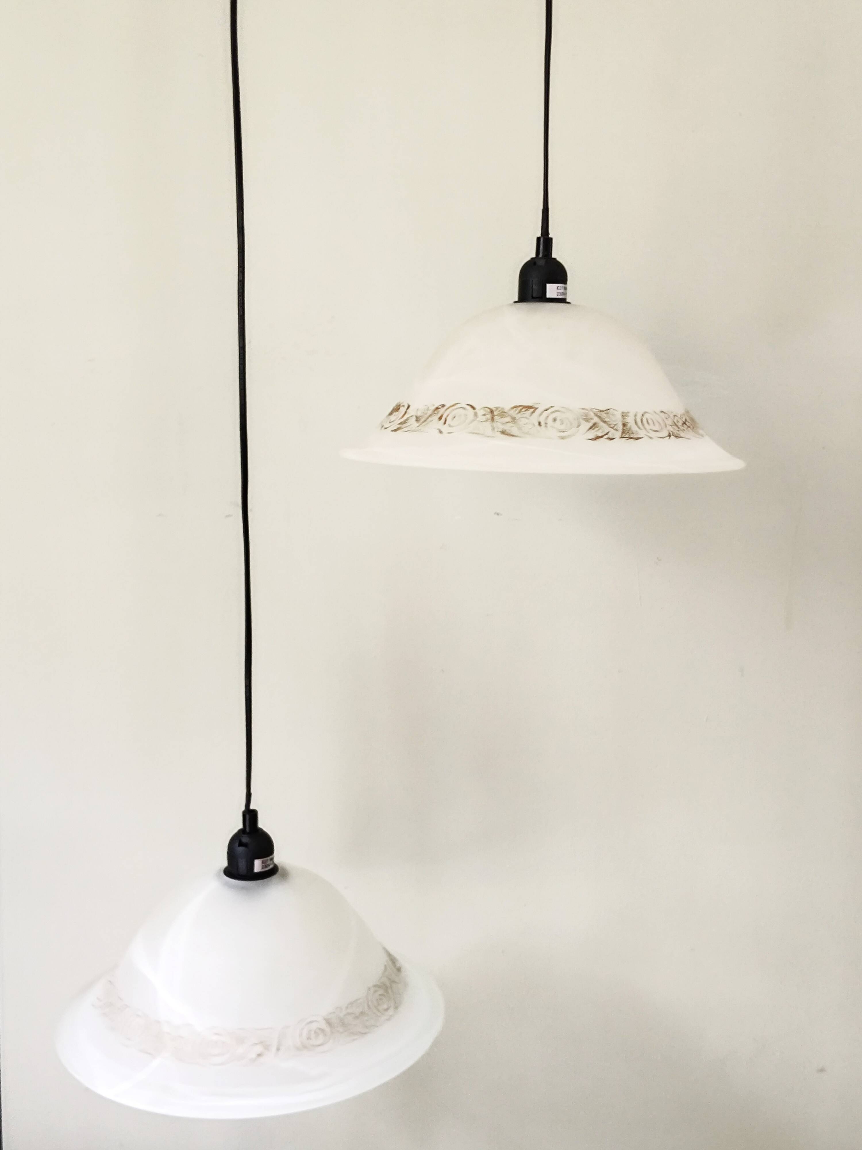 Pair of glass paste chandeliers