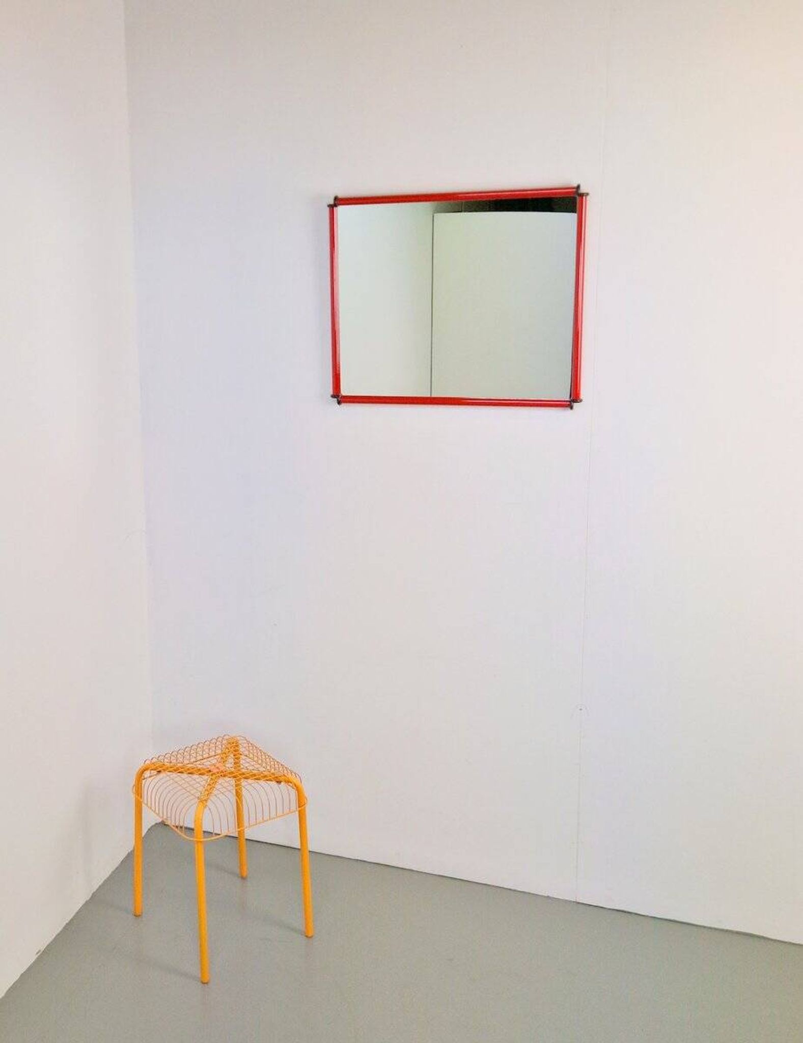 Italian Postmodern Red Frame Mirror, 1980s