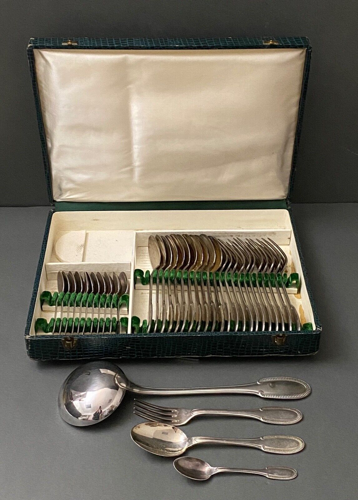 Silver metal cutlery set by Ercuis 37 pieces