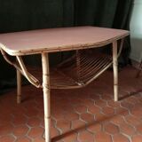 Table basse rotin vintage