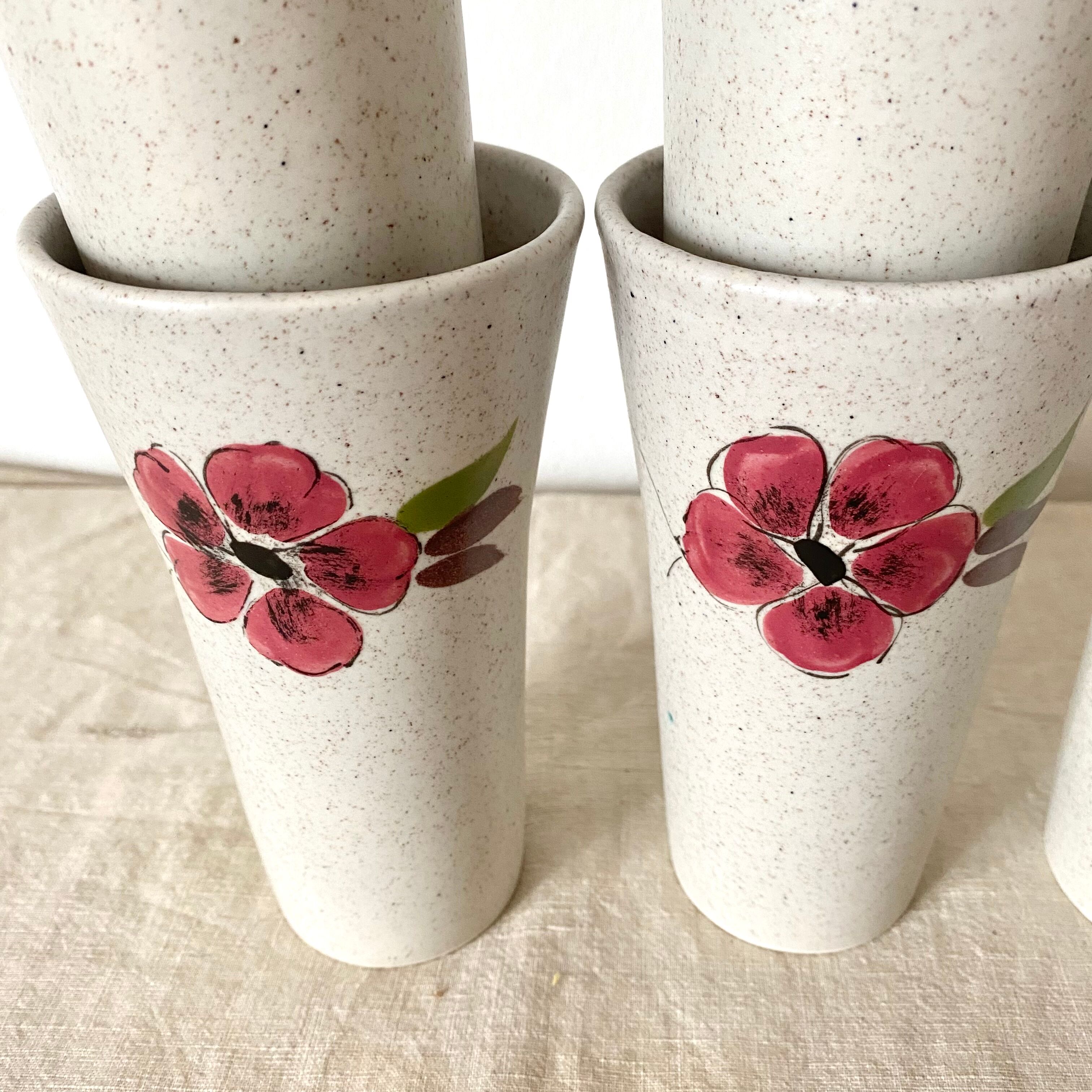 Glasses in vintage floral stoneware