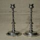 Pair of old torches candle holders in nickel-plated regulator