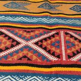 Multicolored Berber kilim rugs woven hands in natural wool