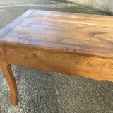 Solid oak farmhouse table, one drawer, vintage, early 20th century.