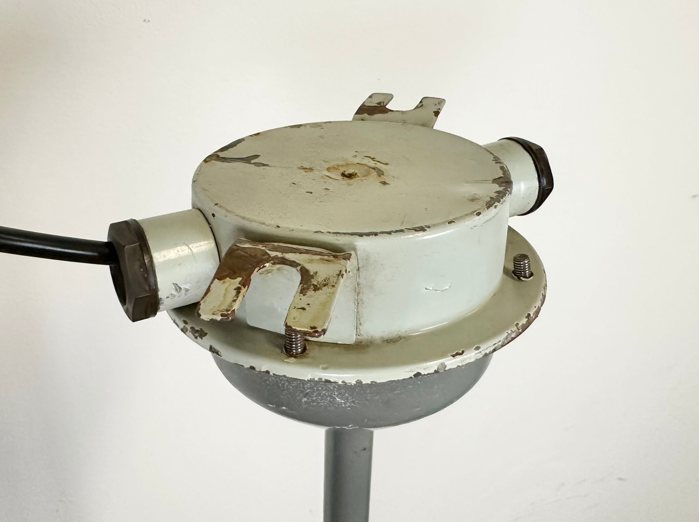 Industrial grey enamel ceiling lamp from Elektrosvit, 1950s