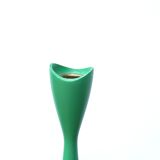 Green scandinavian candlestick in vintage wood