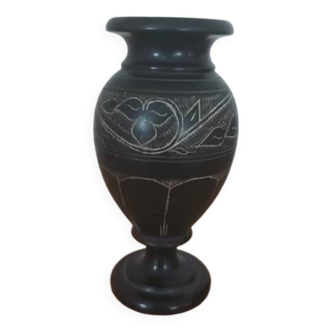 Black vase signed