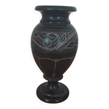 Black vase signed