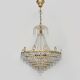 Large and antique chandelier, brass crown ceiling light, 7 tiers, 6 lights