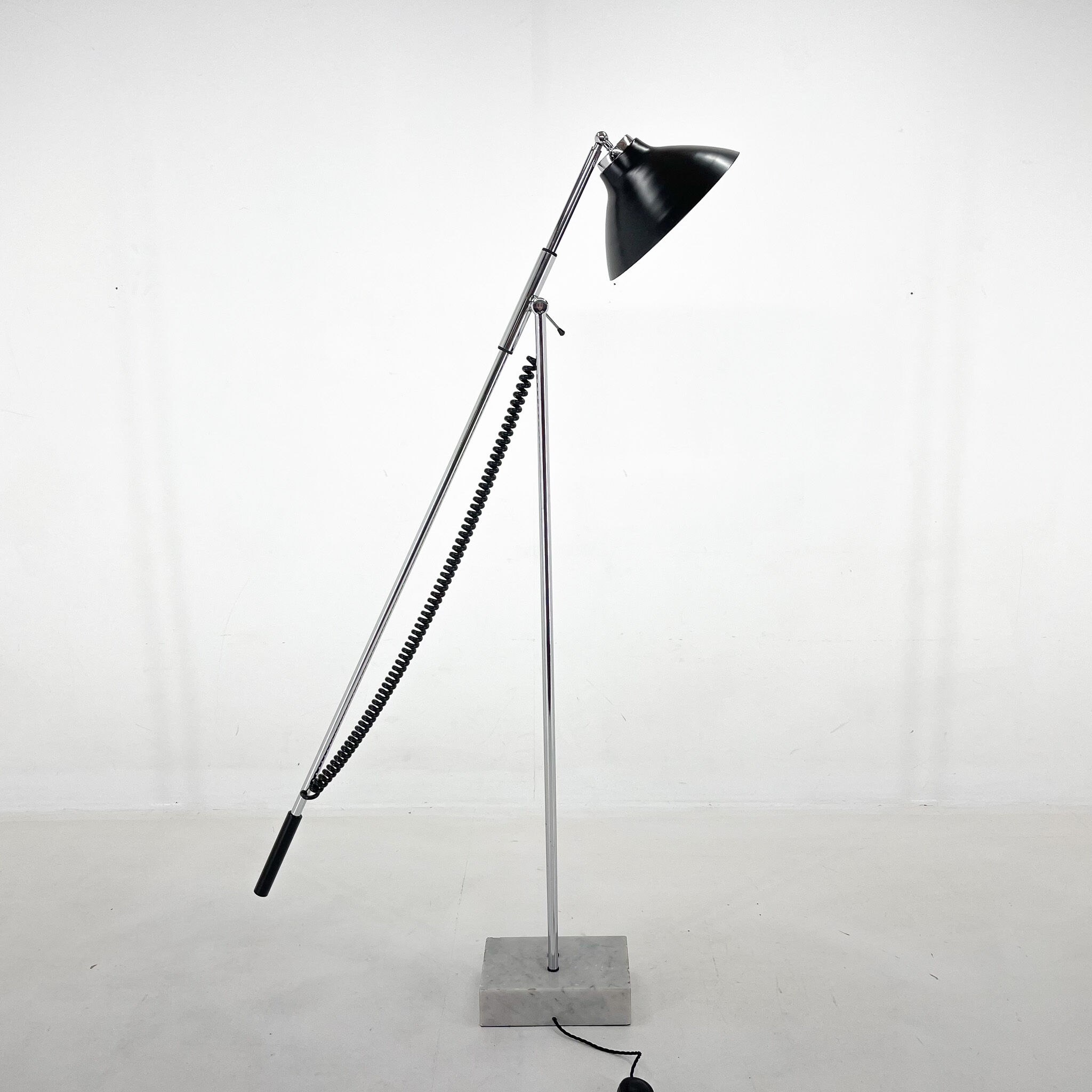 1960's italian adjustable chrome & marble floor lamp