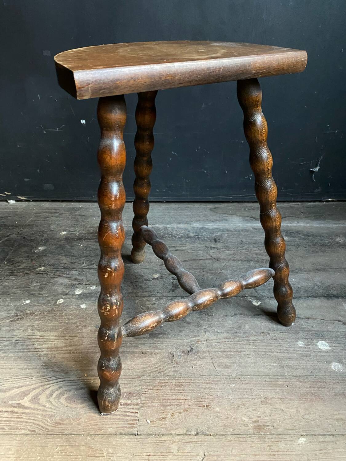 Half moon wooden milkman stool