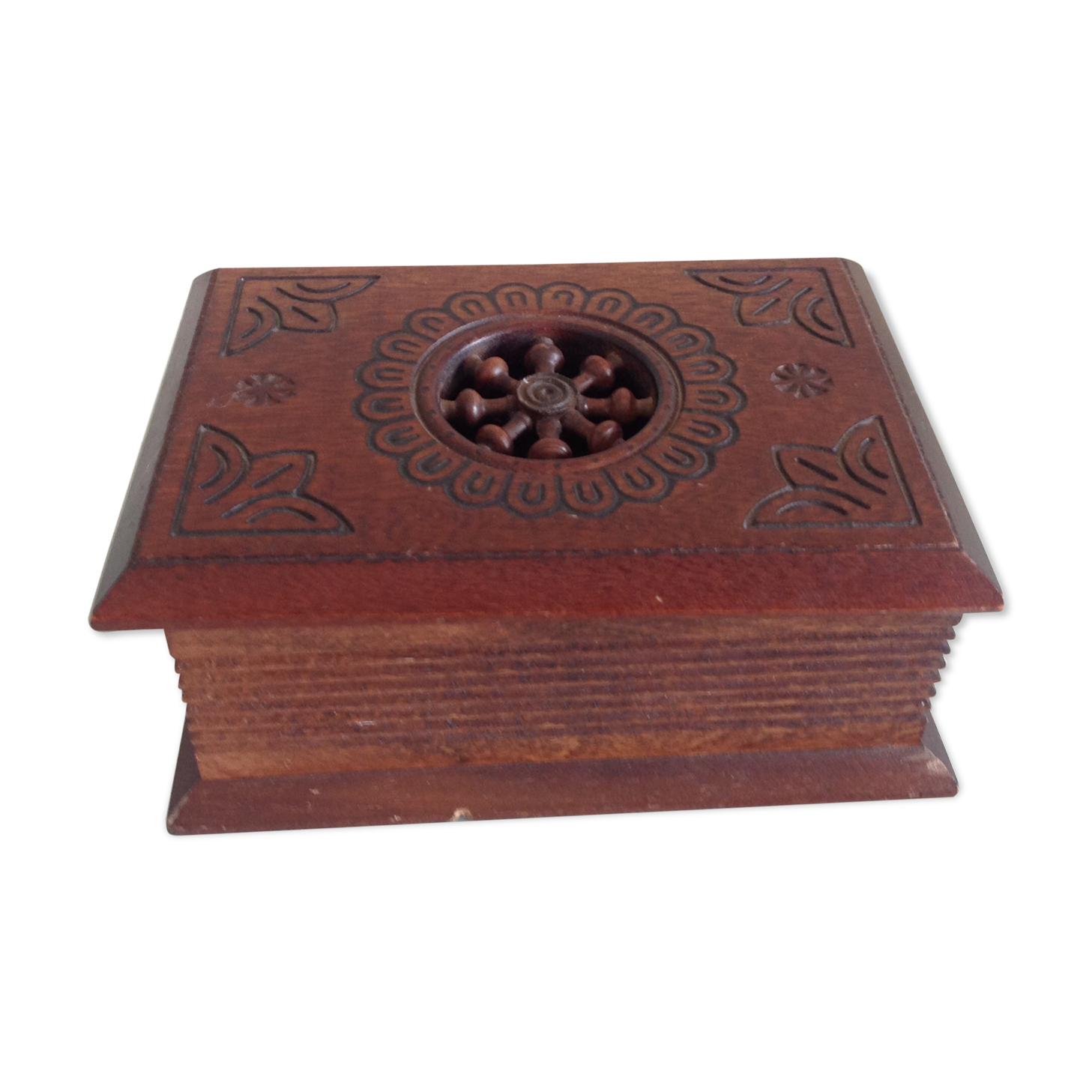 Old patented open-wood cigarette box 30-40 years