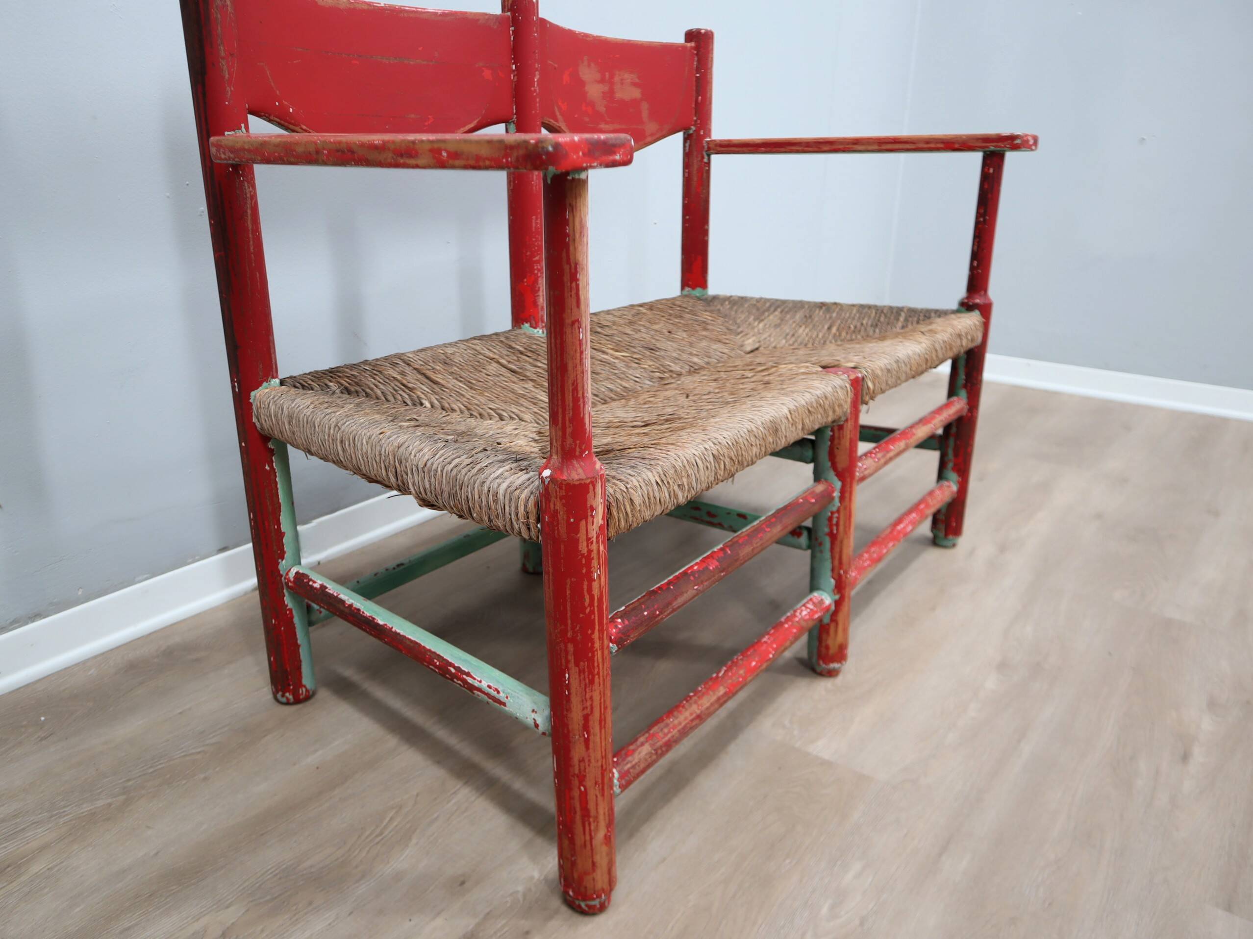 1930s Italian rustic wooden country chic bench