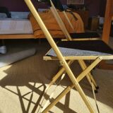 Set of 2 folding chairs in velvet and gold metal